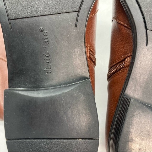 David Tate Knee High Boots SZ 7.5W Brown Adjustable Calf Buckle Zip Up EUC - Picture 9 of 13